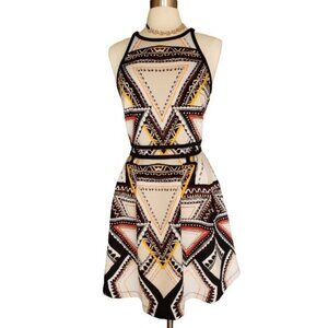 Mossimo Womens Sleeveless Dress M Beige/Black Geometric Casual Party